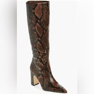 STEVE MADDEN - Evey Tall Brown Snake Print Knee-High Boots Size 5